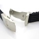 HNS BLACK SILICONE DIVER RUBBER WATCH STRAP WITH DEPLOYMENT BUCKLE