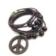 BOHEMIAN MULTILAYER WAX ROPE WOOD BEAD ANTI-WAR LOGO BRACELET
