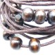 BOHEMIAN MULTILAYER WAX ROPE WOOD BEAD ANTI-WAR LOGO BRACELET