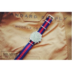HNS Navy & Red Strip Heavy Duty Ballistic Nylon Watch Strap With Polished Stainless Steel Buckle