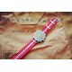 HNS Red Navy White Red Strip Heavy Duty Ballistic Nylon Watch Strap With Polished Stainless Steel Buckle