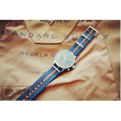 HNS Dark Grey & Orange Strip Heavy Duty Ballistic Nylon Watch Strap With Polished Stainless Steel Buckle