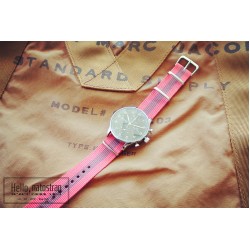 HNS Pink & Peru Strip Heavy Duty Ballistic Nylon Watch Strap With Polished Stainless Steel Buckle