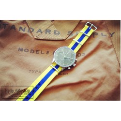 HNS Sweden Flag Yellow & Blue Strip Heavy Duty Ballistic Nylon Watch Strap With Polished Stainless Steel Buckle