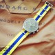 HNS Sweden Flag Yellow & Blue Strip Heavy Duty Ballistic Nylon Watch Strap With Polished Stainless Steel Buckle
