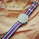HNS Black & White & Navy & Red Strip Heavy Duty Ballistic Nylon Watch Strap With Polished Stainless Steel Buckle