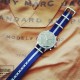 HNS Navy & Grey Strip Heavy Duty Ballistic Nylon Watch Strap With Polished Stainless Steel Buckle