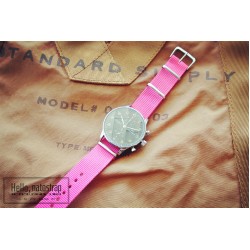 HNS Hot Pink Heavy Duty Ballistic Nylon Watch Strap With Polished Stainless Steel Buckle