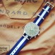 HNS Navy & White Strip Heavy Duty Ballistic Nylon Watch Strap With Polished Stainless Steel Buckle