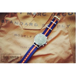 HNS Navy & Red & Yellow Strip Heavy Duty Ballistic Nylon Watch Strap With Polished Stainless Steel Buckle