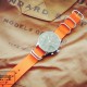 HNS Orange Red Heavy  Duty Ballistic Nylon Watch Strap With 5 Polished Stainless Steel Rings