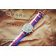 HNS Blue & Red & White Strip Heavy Duty Ballistic Nylon Watch Strap With Polished Stainless Steel Buckle