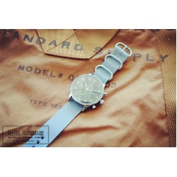HNS Grey Heavy  Duty Ballistic Nylon Watch Strap with 3 Matt Stainless Steel Rings