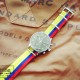 HNS Colombia Flag Yellow Blue Red Strip Heavy Duty Ballistic Nylon Watch Strap With Polished Stainless Steel Buckle