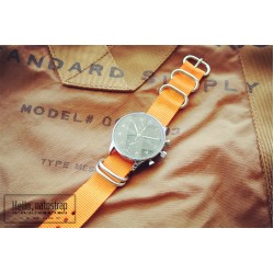 HNS Dark Orange Heavy  Duty Ballistic Nylon Watch Strap With 5 Polished Stainless Steel Rings
