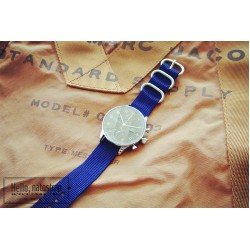 HNS Navy Blue Heavy Duty Ballistic Nylon Watch Strap with 3 Matt Stainless Steel Rings