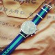 HNS Navy Blue & Green Strip Heavy Duty Ballistic Nylon Watch Strap With Polished Stainless Steel Buckle