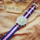 HNS Navy Blue & Pink Strip Heavy Duty Ballistic Nylon Watch Strap With Polished Stainless Steel Buckle