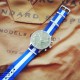HNS Blue & White Strip Heavy Duty Ballistic Nylon Watch Strap With Polished Stainless Steel Buckle