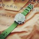 HNS Olive Drab Heavy  Duty Ballistic Nylon Watch Strap With 3 Matt Stainless Steel Rings