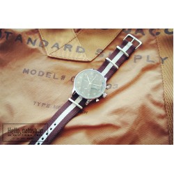 HNS Brown & Beige Strip Heavy Duty Ballistic Nylon Watch Strap With Polished Stainless Steel Buckle