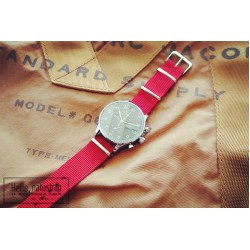 HNS Red Heavy Duty Ballistic Nylon Watch Strap With Polished Stainless Steel Buckle