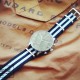 HNS Black & White Strip Heavy Duty Ballistic Nylon Watch Strap With Polished Stainless Steel Buckle