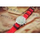 HNS Red Heavy Duty Ballistic Nylon Watch Strap With 5 PVD Coated Stainless Steel Rings