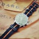 HNS Black & Orange Strip Heavy Duty Ballistic Nylon Watch Strap With 5 PVD Coated Stainless Steel Rings