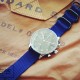 HNS Navy Blue Heavy Duty Ballistic Nylon Watch Strap With 3 PVD Coated Stainless Steel Rings