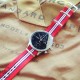 HNS Red Black White Red Strip Heavy Duty Ballistic Nylon Watch Strap With Polished Stainless Steel Buckle