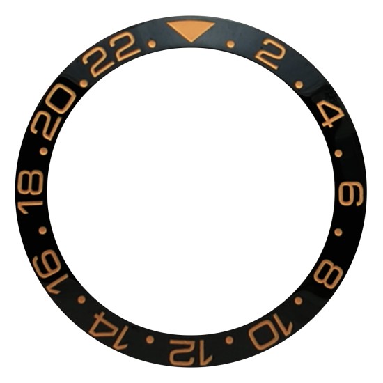 CERAMIC BEZEL FOR ROLEX 40MM GMT-MASTER II BLACK WITH ROSE GOLD NUMBERS ENGRAVED