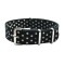 HNS Double Graphic Printed White Dots Black BG Ballistic Nylon Watch Strap With Polished Stainless Steel Buckle