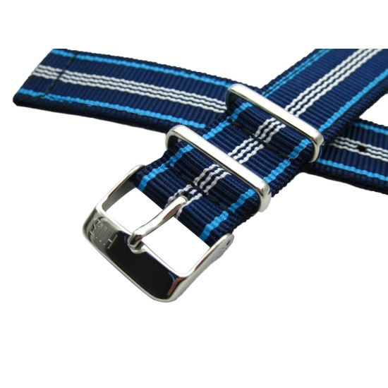HNS 2 Pieces Navy Stripe Ballistic Nylon Watch Strap With Stainless Steel Buckle