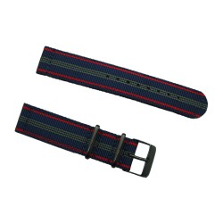 HNS 2 Pieces Blue Red Stripe Ballistic Nylon Watch Strap With PVD Buckle
