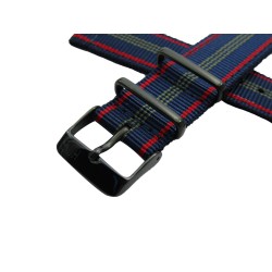 HNS 2 Pieces Blue Red Stripe Ballistic Nylon Watch Strap With PVD Buckle