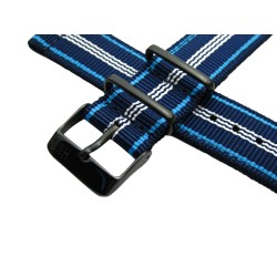 HNS Navy Stripe Ballistic Nylon Watch Strap With PVD Coated Buckle