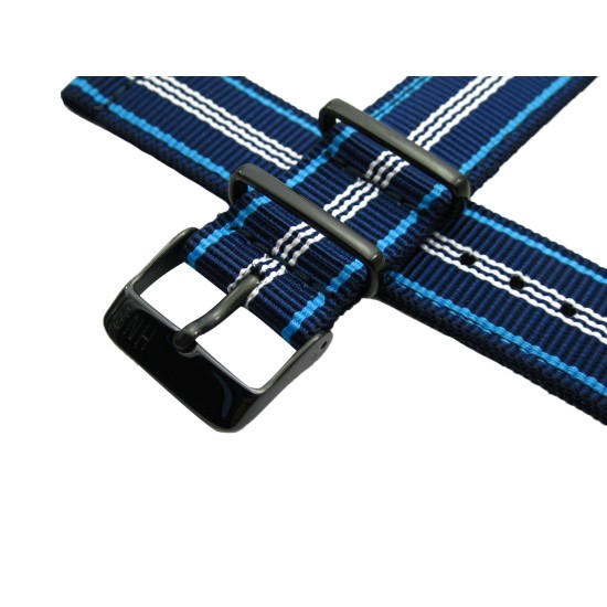 HNS Navy Stripe Ballistic Nylon Watch Strap With PVD Coated Buckle