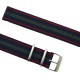 HNS 2 Pieces Blue Red Stripe Ballistic Nylon Watch Strap With Stainless Steel Buckle