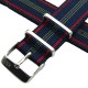 HNS 2 Pieces Blue Red Stripe Ballistic Nylon Watch Strap With Stainless Steel Buckle