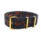 HNS Double Graphic Printed Vintage Navy Paisley Pattern Heavy Duty Ballistic Nylon Watch Strap Gold Polished Stainless Steel Buckle