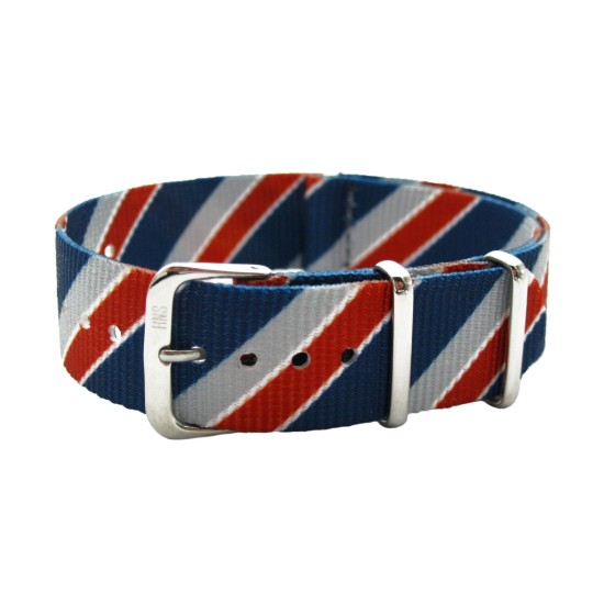 HNS Double Graphic Printed Twill Ballistic Nylon Watch Strap With Polished Stainless Steel Buckle