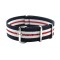 HNS Navy White Red Stripe Heavy Duty Ballistic Nylon Watch Strap With Polished Stainless Steel Buckle