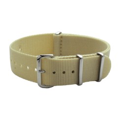 HNS Khaki Heavy Duty Ballistic Nylon Watch Strap With Polished Stainless Steel Buckle