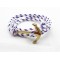Slim 550 White Paracord Survival Adjustable Weave Golden Anchors Bracelet 