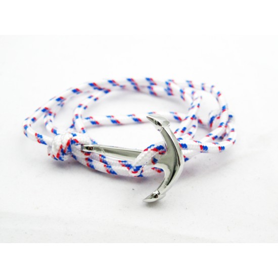 Slim 550 White Paracord Survival Adjustable Weave Anchors Bracelet 