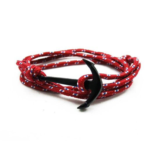 Slim 550 Red Paracord Survival Adjustable Weave PVD Anchors Bracelet 