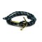 Slim 550 Black Paracord Survival Adjustable Weave Golden Anchors Bracelet 