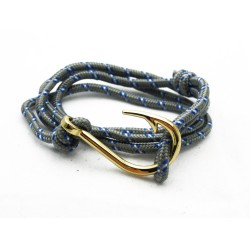 Slim 550 Grey Paracord Survival Adjustable Weave Golden Hook Bracelet 