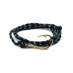 Slim 550 Black Paracord Survival Adjustable Weave Golden Hook Bracelet 